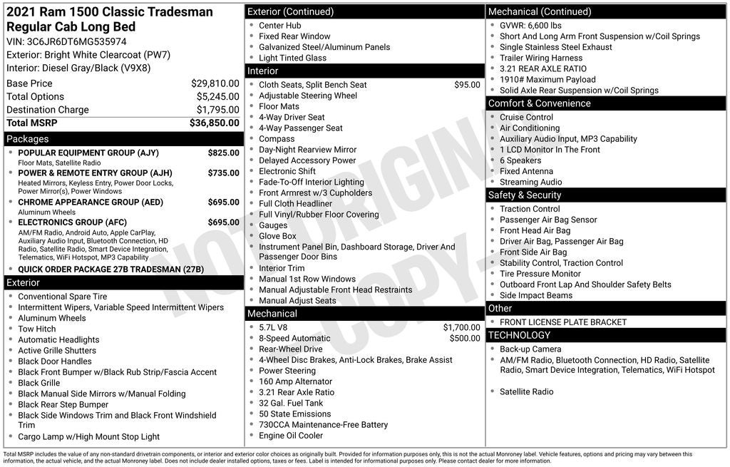 2021 RAM 1500 Classic Tradesman