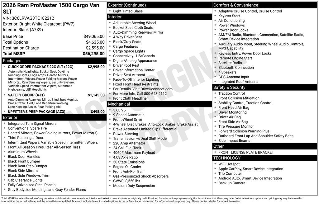 2026 RAM ProMaster 1500 Low Roof