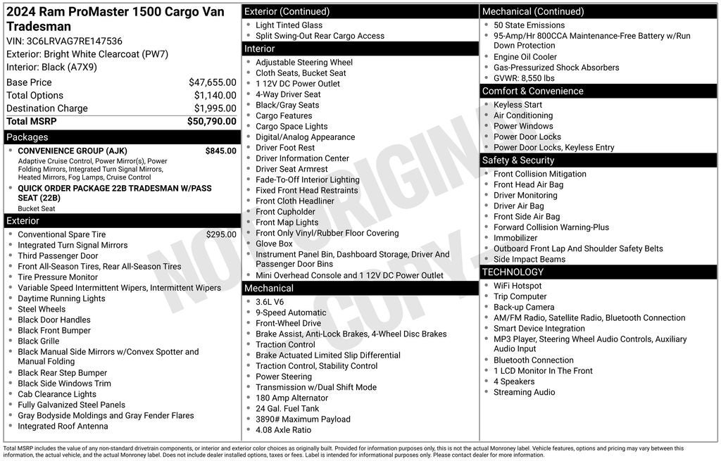 2024 RAM ProMaster 1500 Low Roof