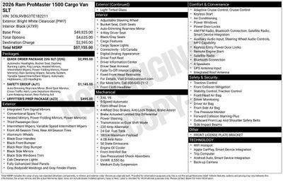 2026 RAM ProMaster 1500 Base