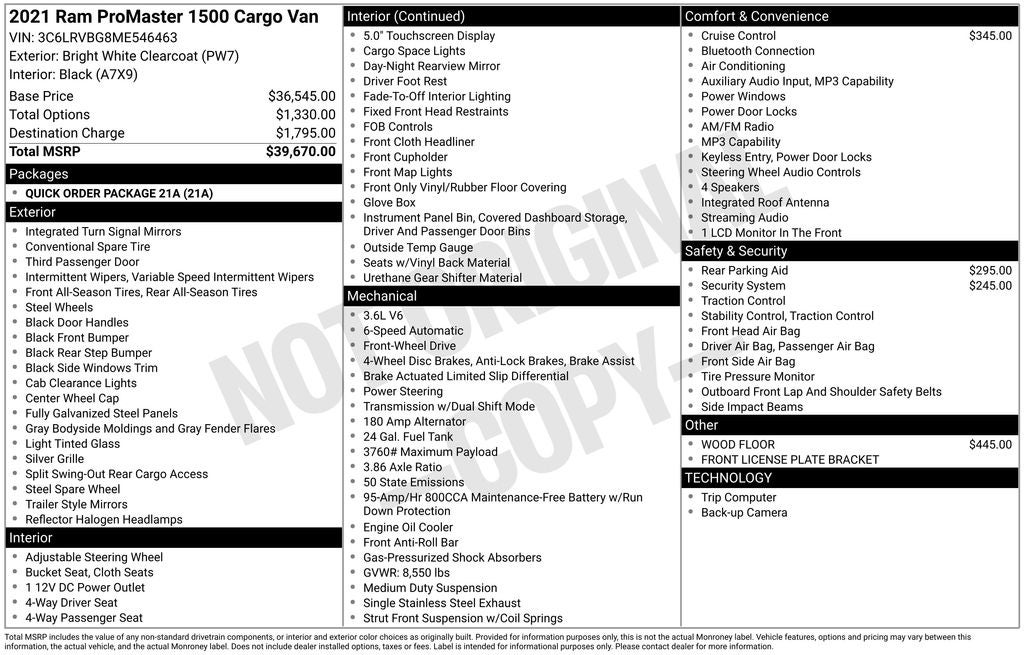 2021 RAM ProMaster 1500 Base