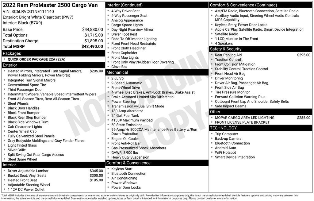 2022 RAM ProMaster 2500 High Roof