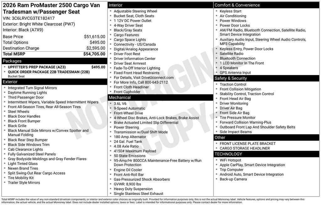 2026 RAM ProMaster 2500 High Roof
