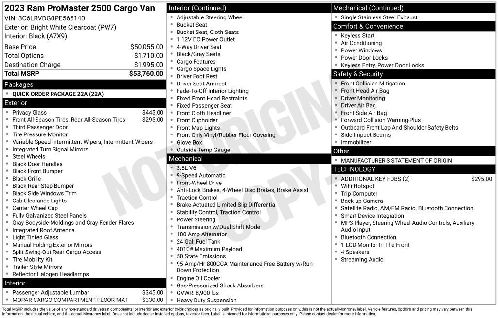 2023 RAM ProMaster 2500 High Roof