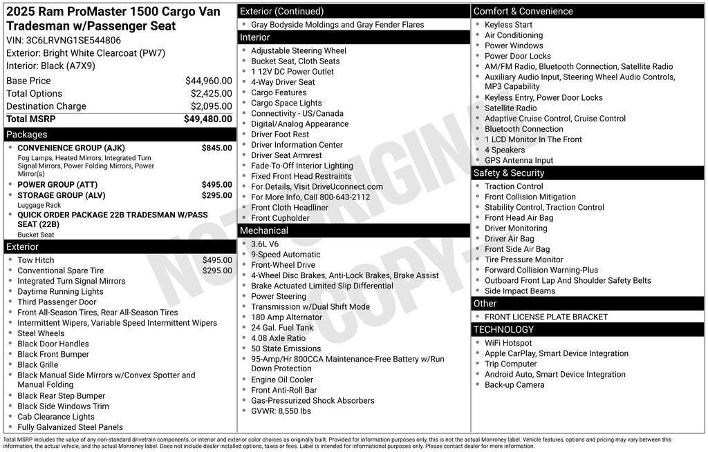 2025 RAM ProMaster 1500 Low Roof