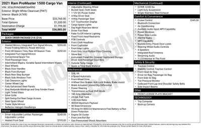 2021 RAM ProMaster 1500 Low Roof