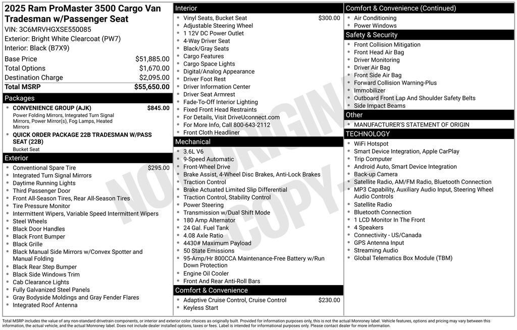2025 RAM ProMaster 3500 High Roof