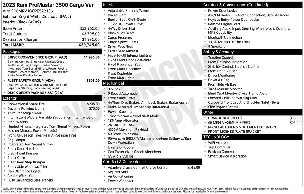 2023 RAM ProMaster 3500 High Roof