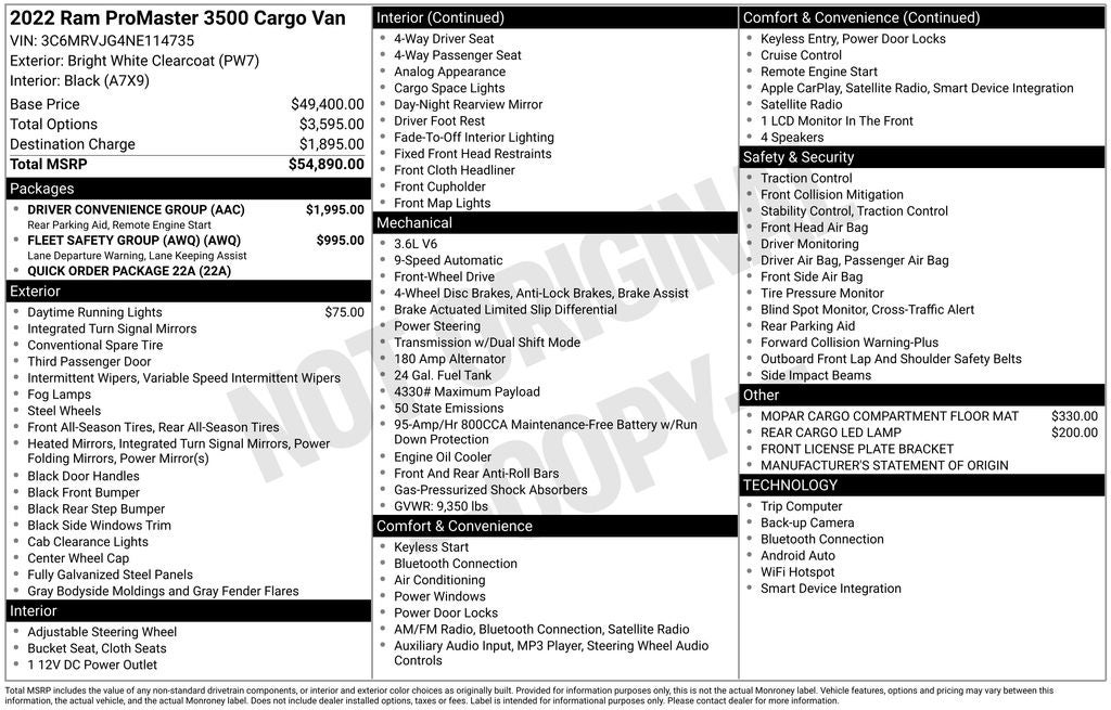 2022 RAM ProMaster 3500 High Roof