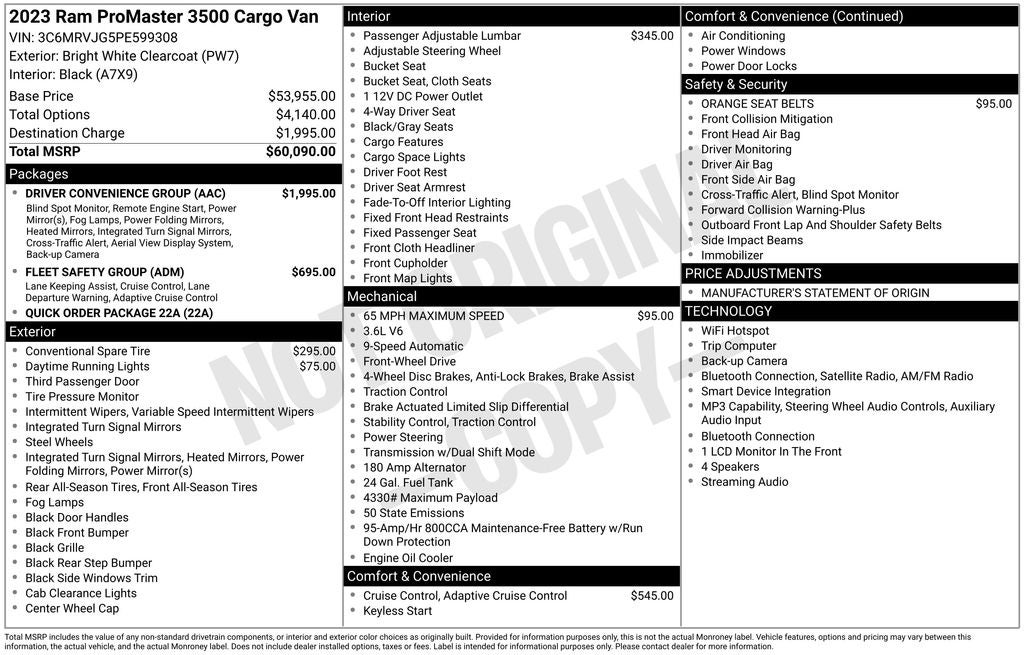 2023 RAM ProMaster 3500 High Roof
