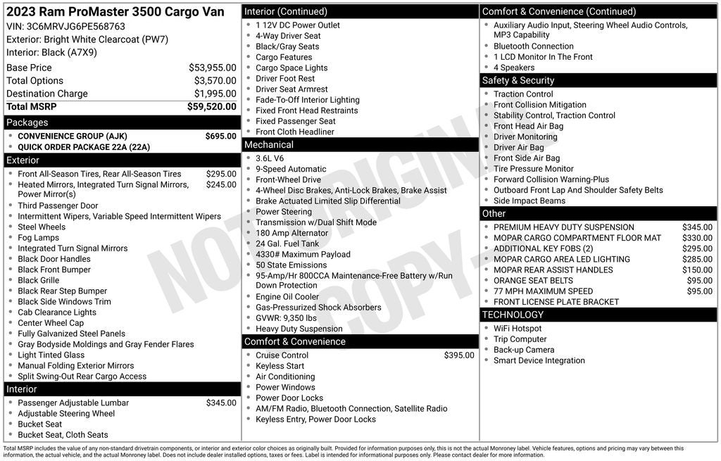 2023 RAM ProMaster 3500 High Roof