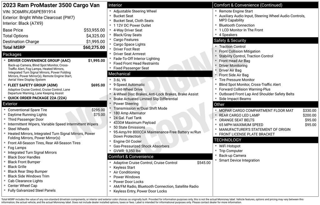 2023 RAM ProMaster 3500 High Roof