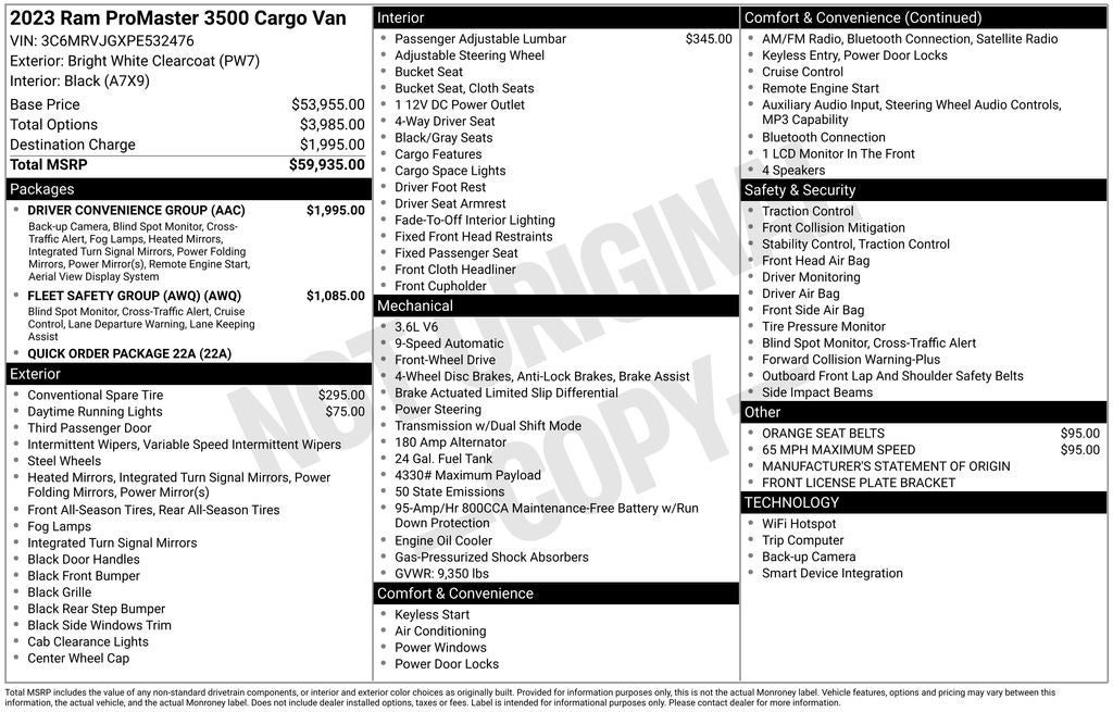 2023 RAM ProMaster 3500 High Roof