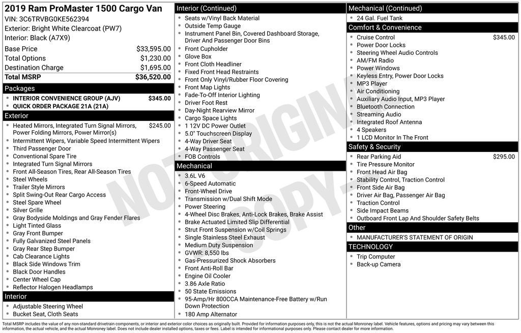 2019 RAM ProMaster 1500 Base