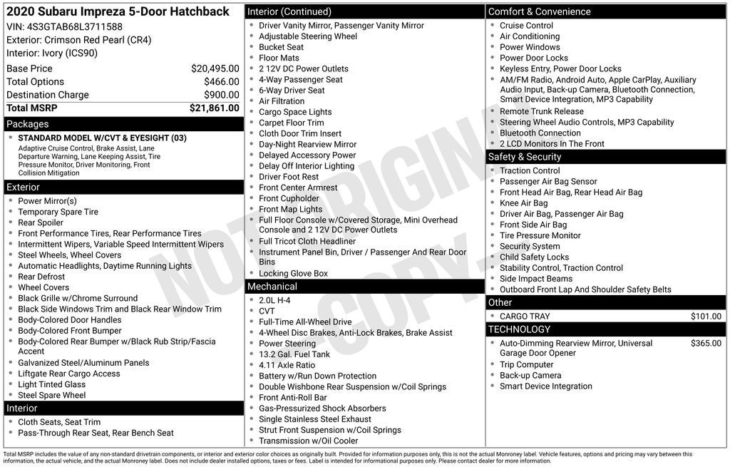 2020 Subaru Impreza Base