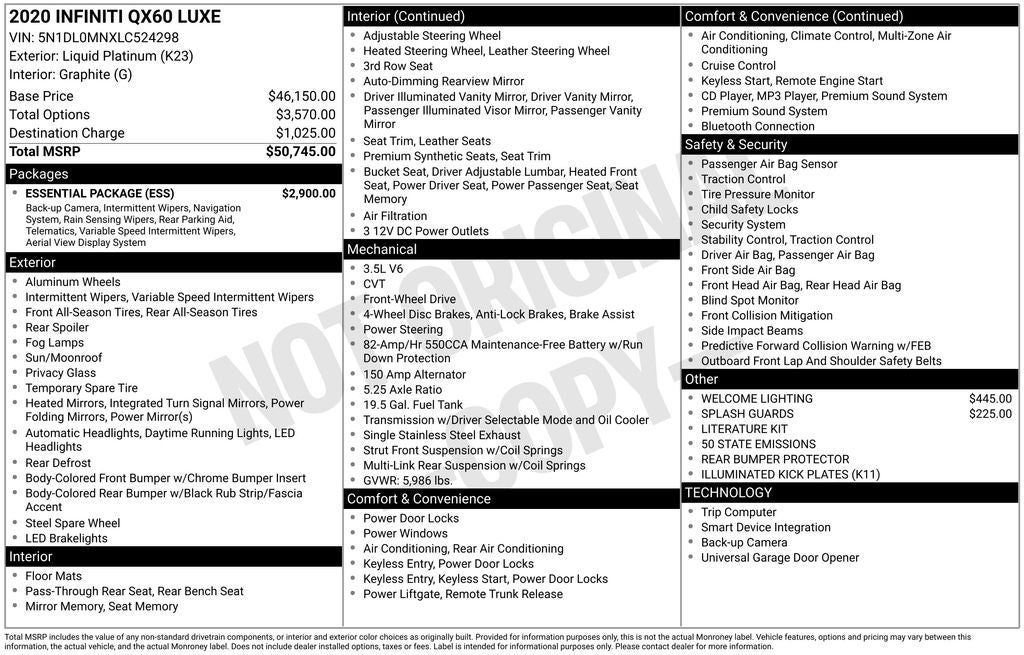 2020 INFINITI QX60 LUXE
