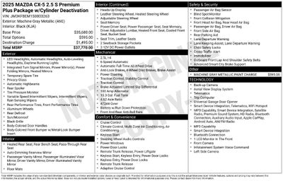 2025 Mazda Mazda CX-5 2.5 S Premium Plus Package