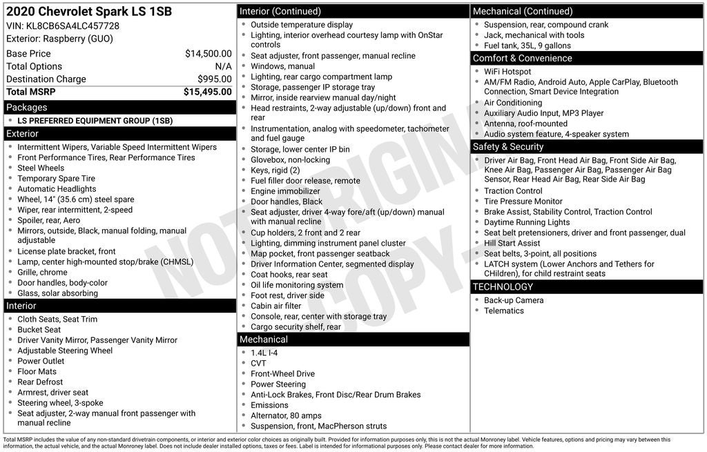 2020 Chevrolet Spark LS