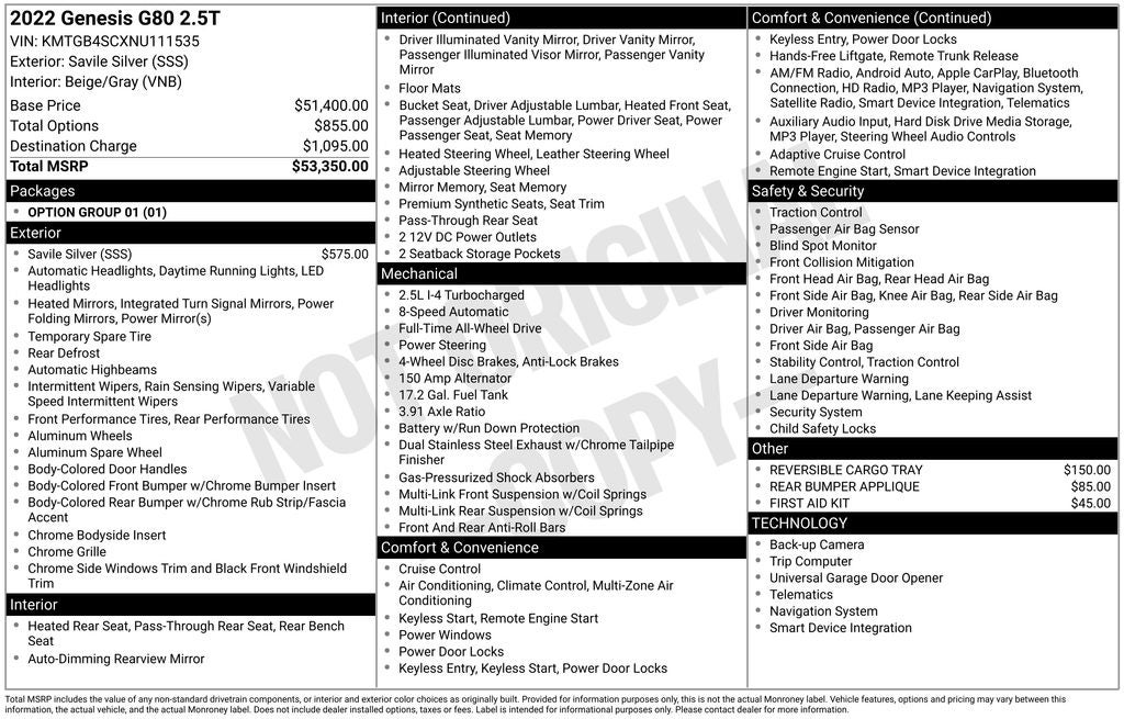 2022 Genesis G80 2.5T