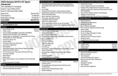 2026 Genesis GV70 3.5T Sport Advanced