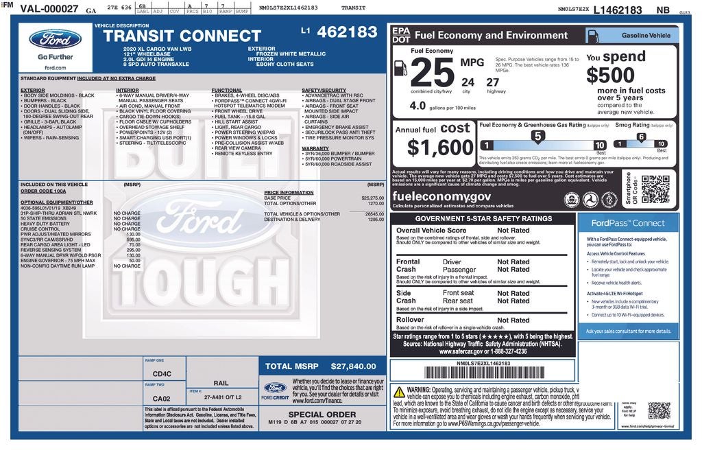 2020 Ford Transit Connect XL