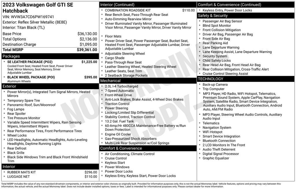 2023 Volkswagen Golf GTI 2.0T SE