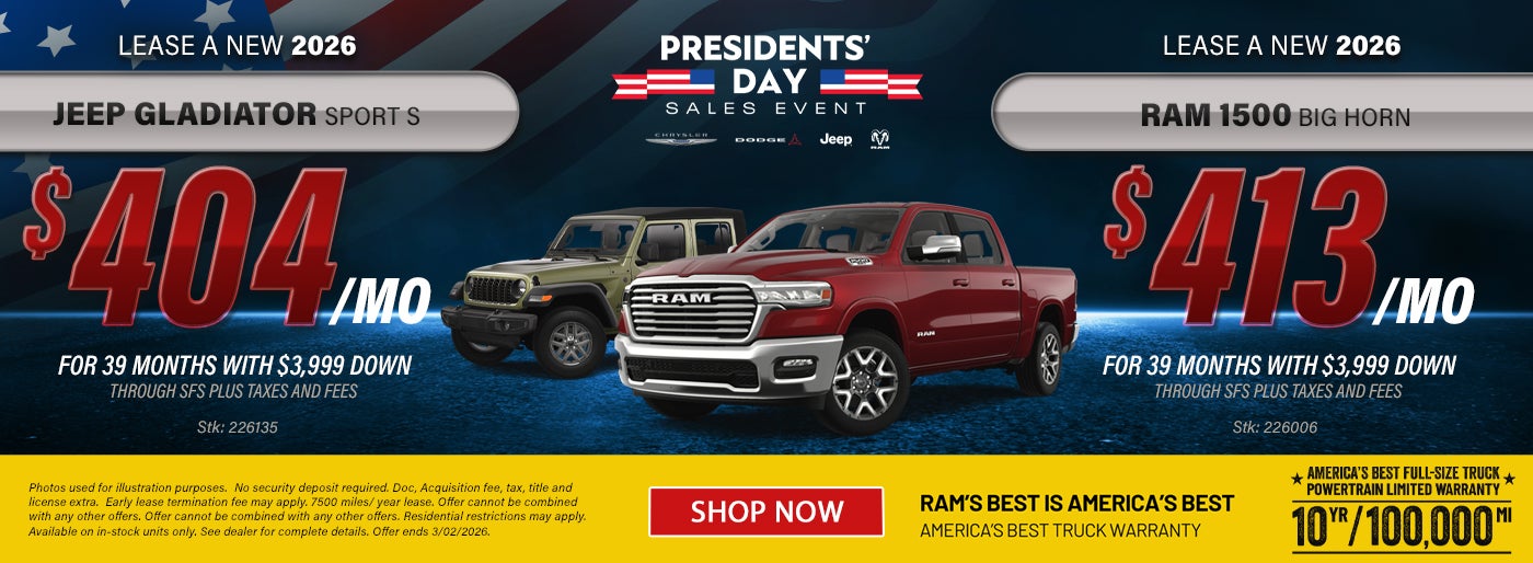 Jeep Gladiator and Ram 1500 Offers