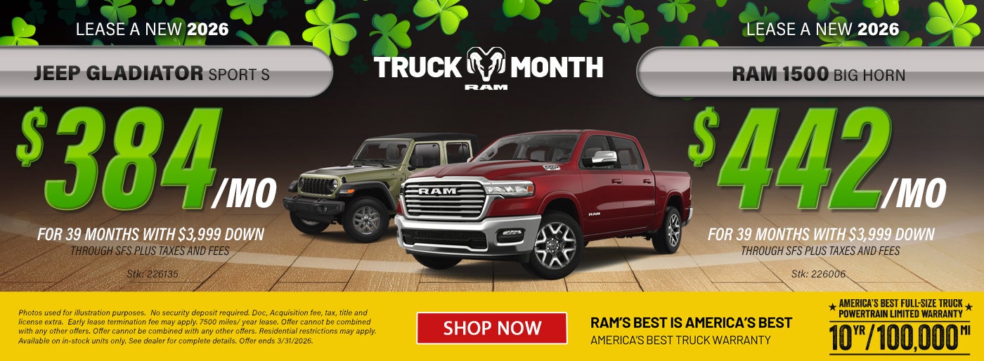 Jeep Gladiator and Ram 1500 Offers