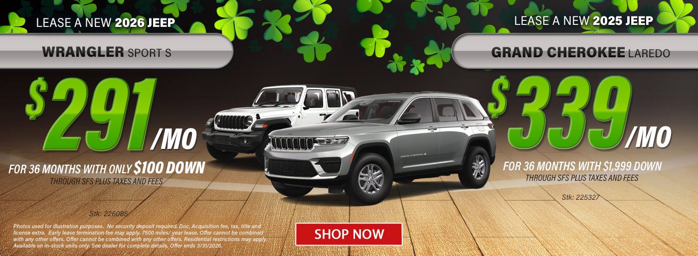 Jepp Wrangler and Jeep Compass Offers