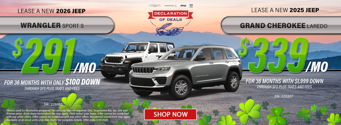 Jepp Wrangler and Jeep Compass Offers